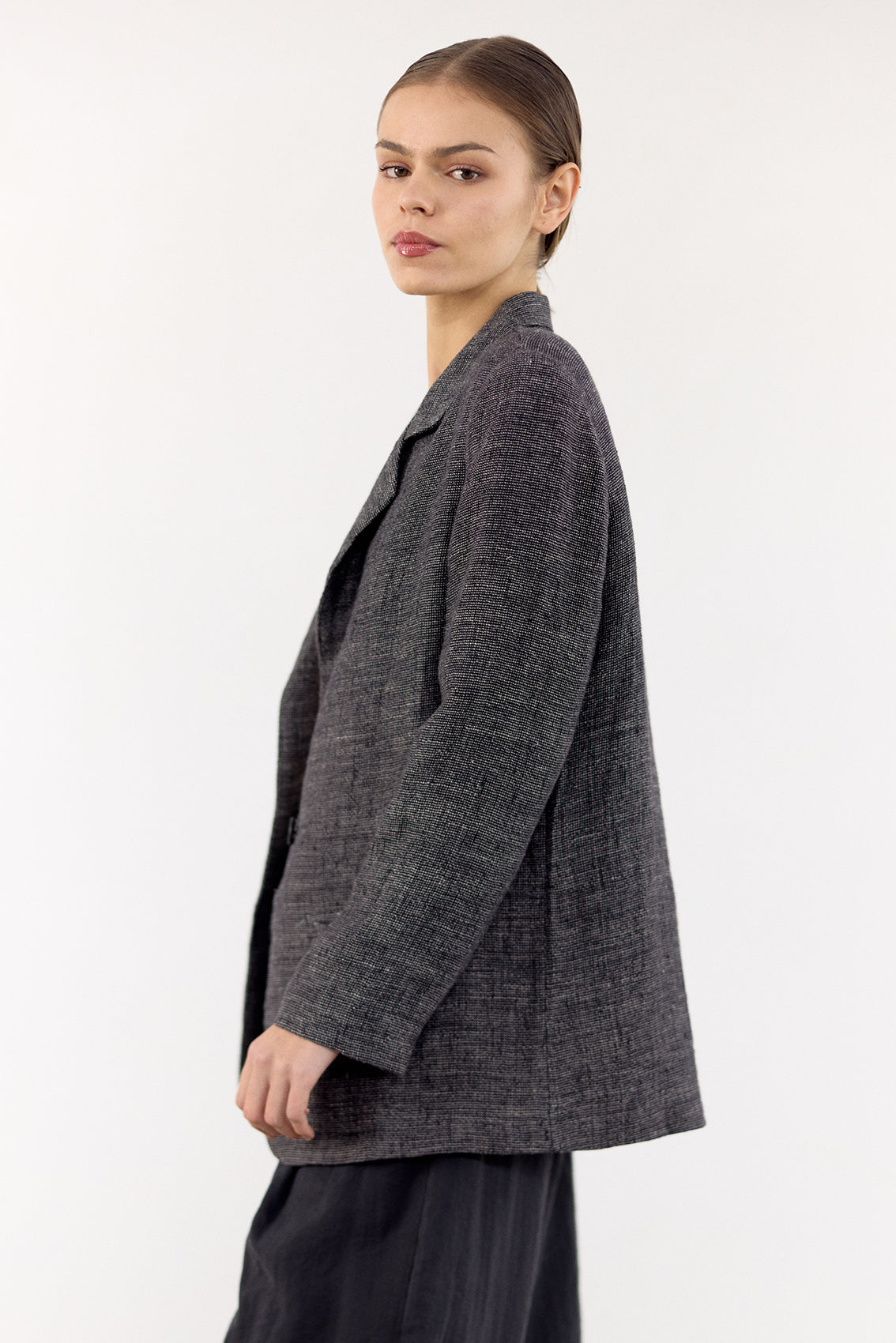 Single-Breasted Linen Blazer - Ónix