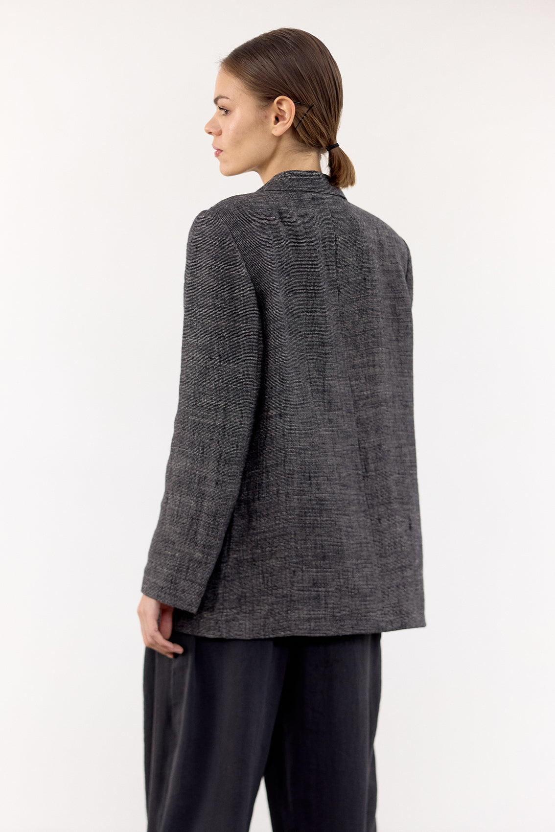 Single-Breasted Linen Blazer - Ónix