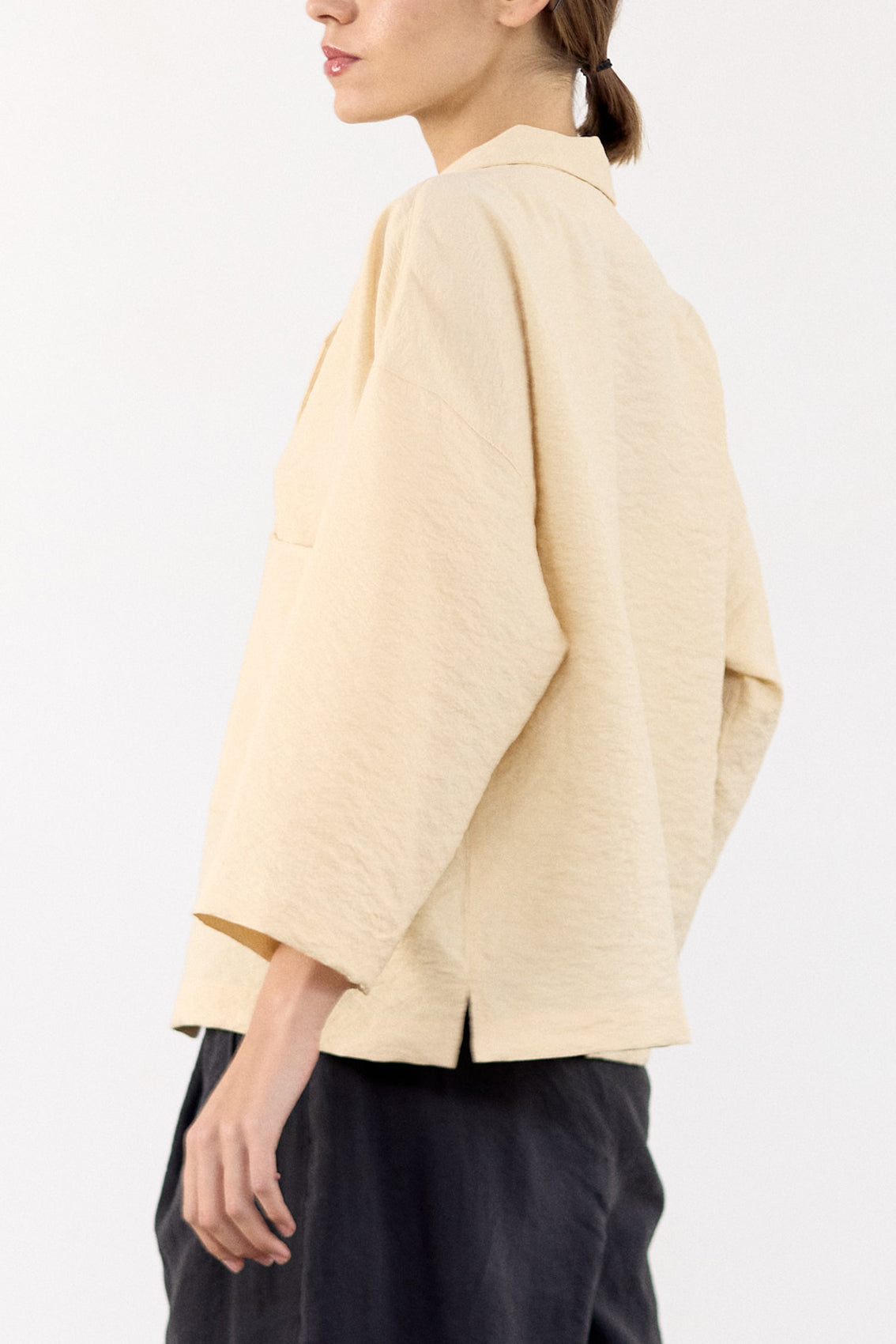 Crinkled Silk Overshirt - Mantequilla