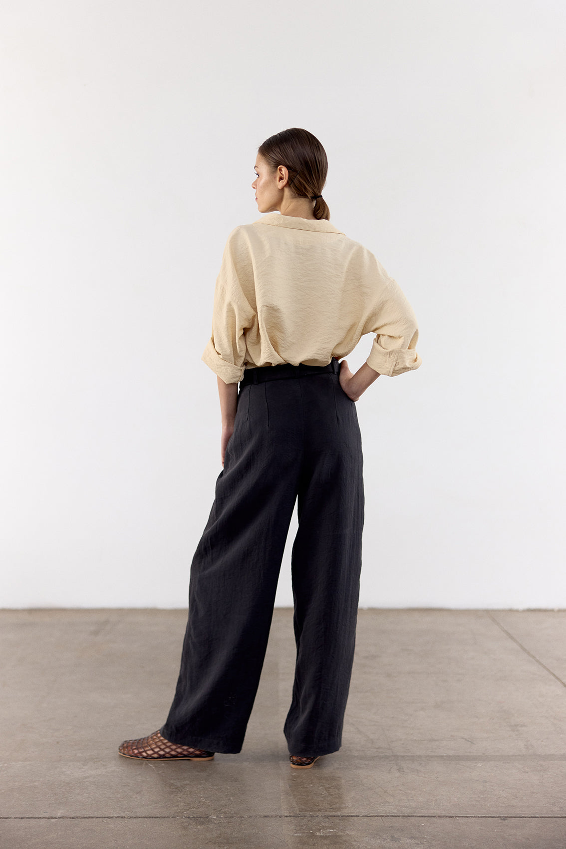 Crinkled Silk Overshirt - Mantequilla