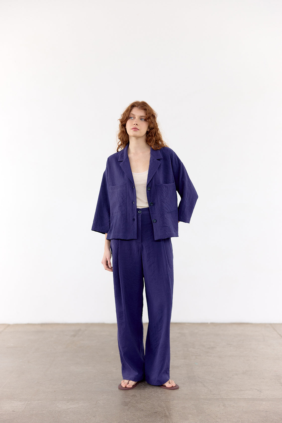 Pantalón Seda Rugosa - Arándano
