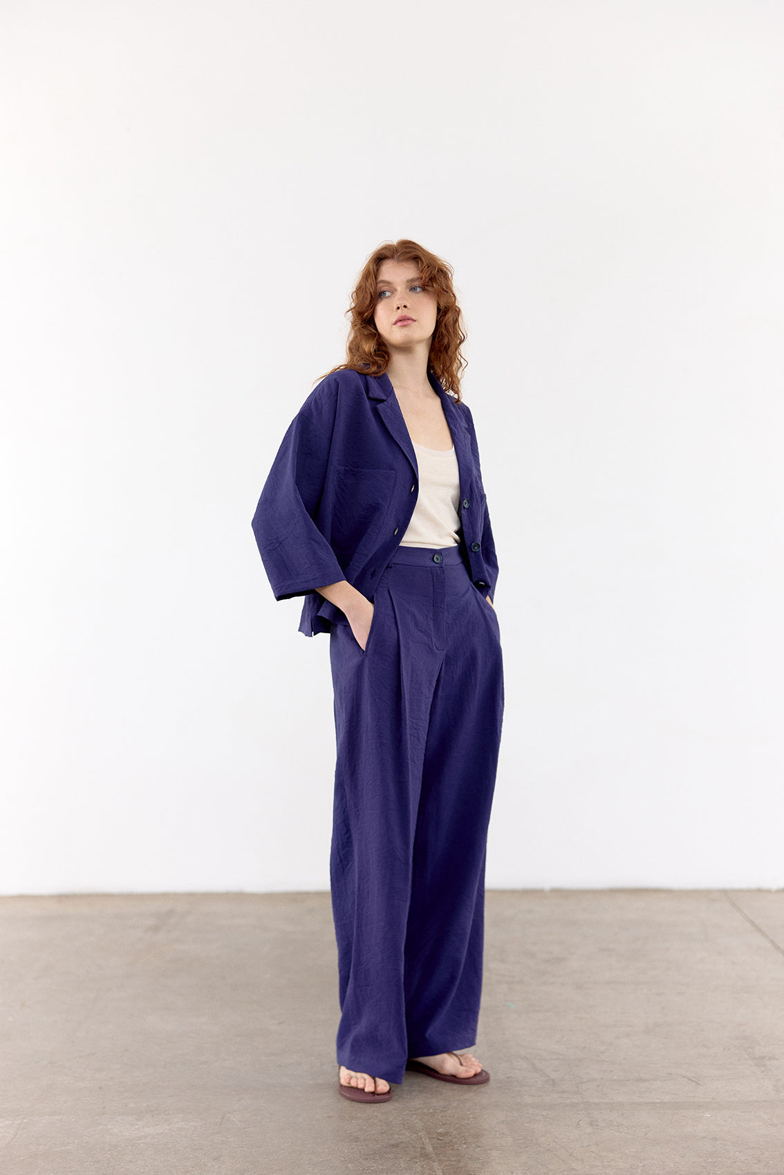 Pantalón Seda Rugosa - Arándano