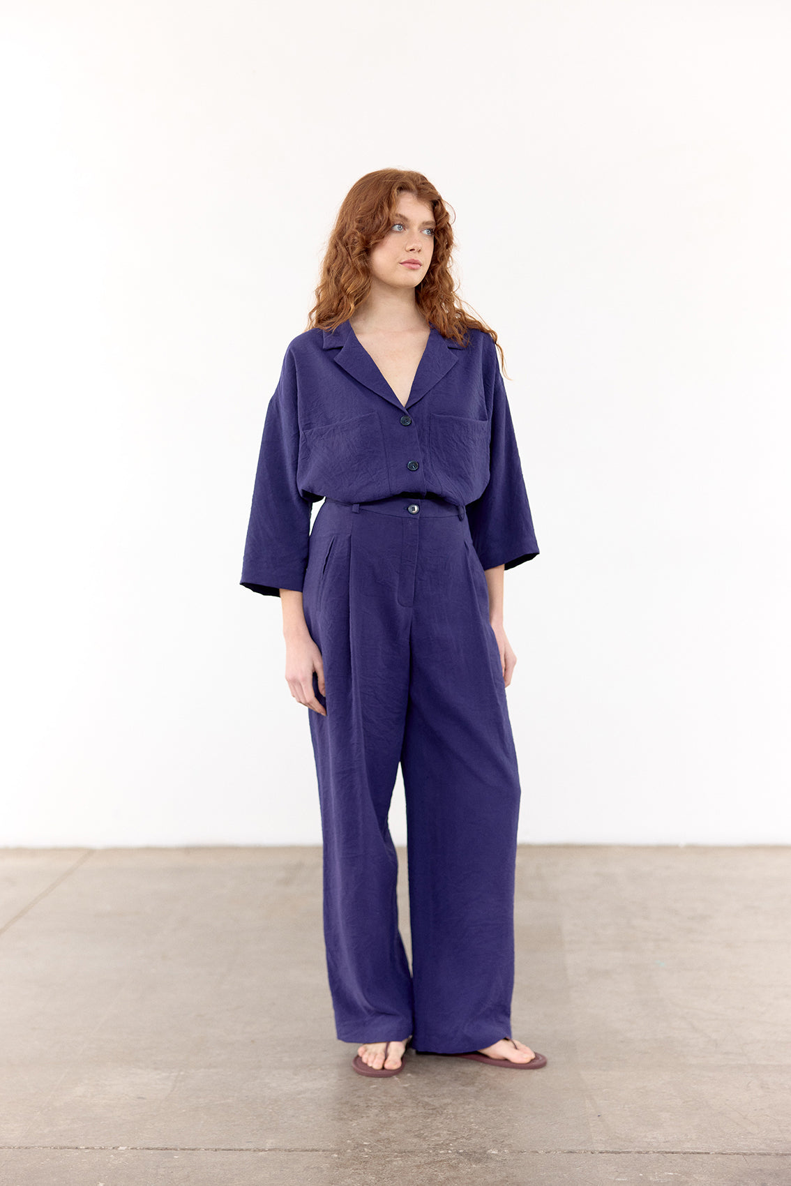Pantalón Seda Rugosa - Arándano