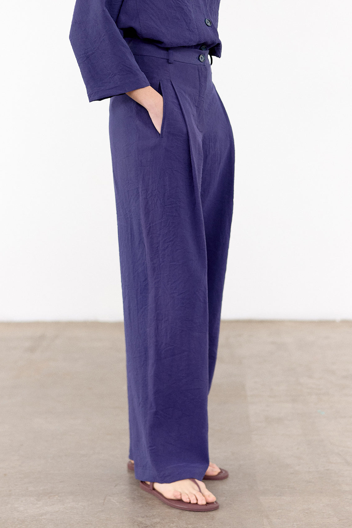 Pantalón Seda Rugosa - Arándano