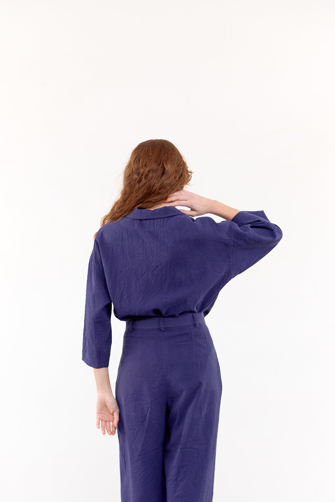 Crinkled Silk Overshirt - Arándano