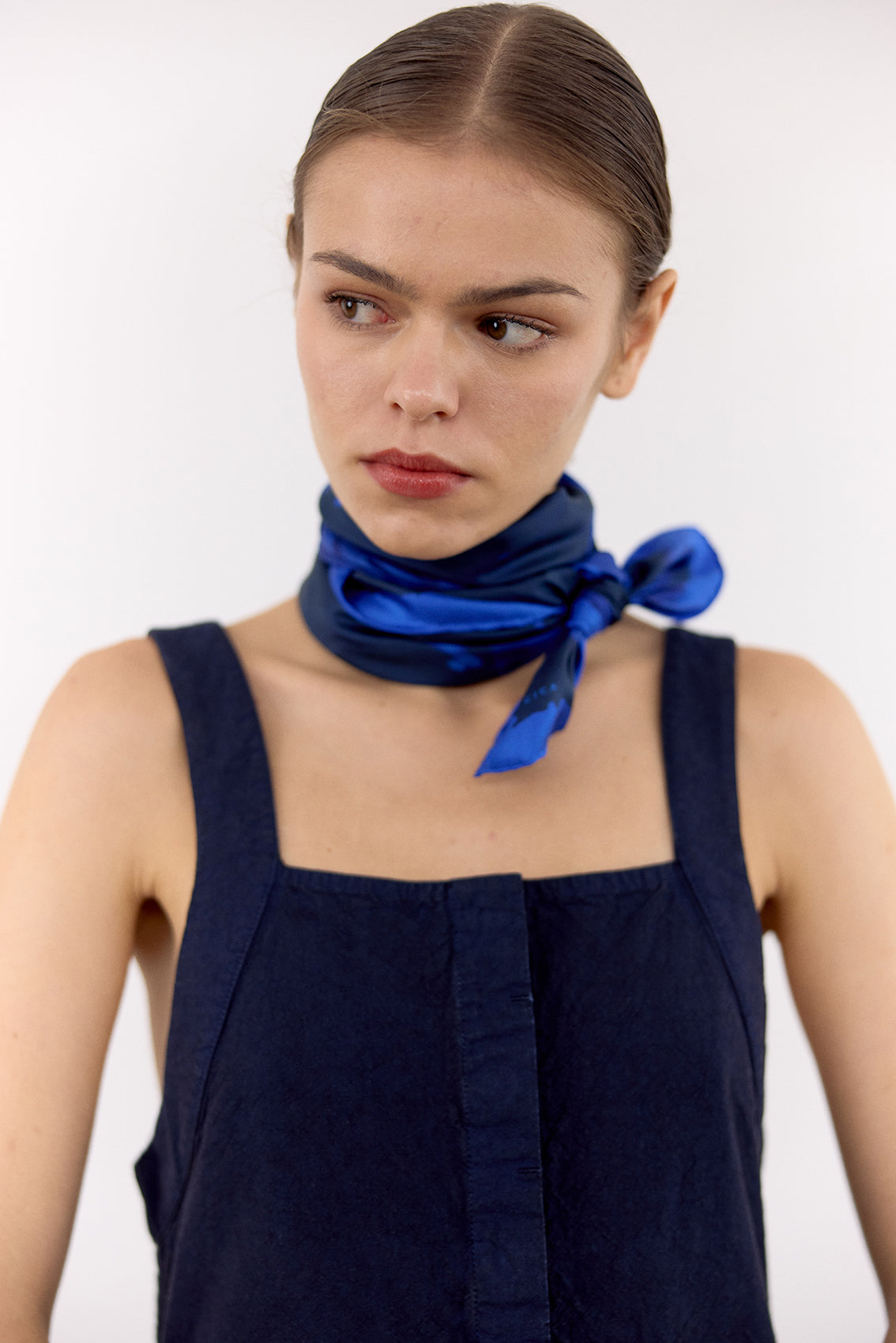 Small Silk Bleach Printed Scarf - Cobalto