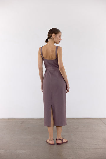 Vestido Escote Cuadrado Algodón - Trufa
