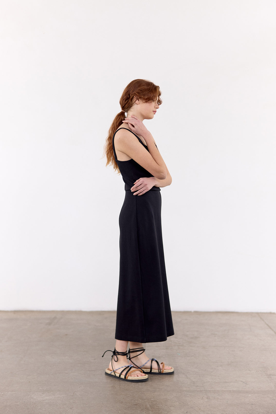 Vestido Escote Cuadrado Algodón - Ónix