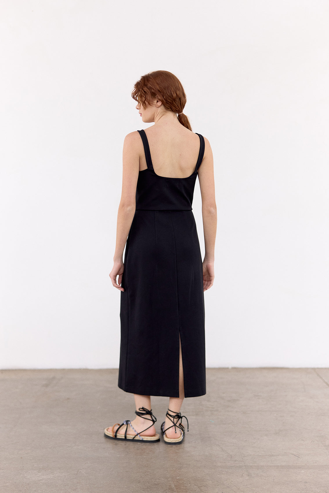 Vestido Escote Cuadrado Algodón - Ónix