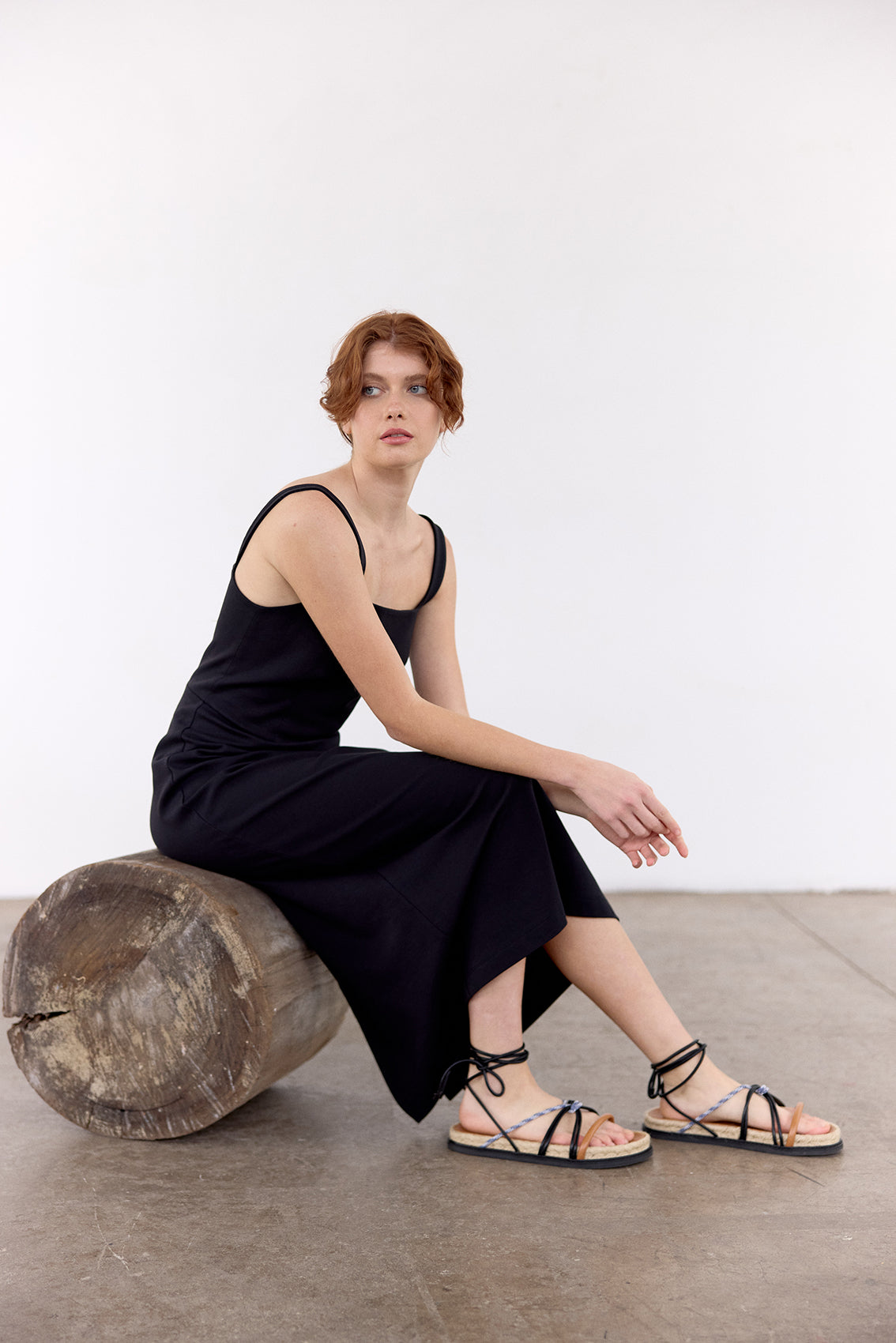 Vestido Escote Cuadrado Algodón - Ónix