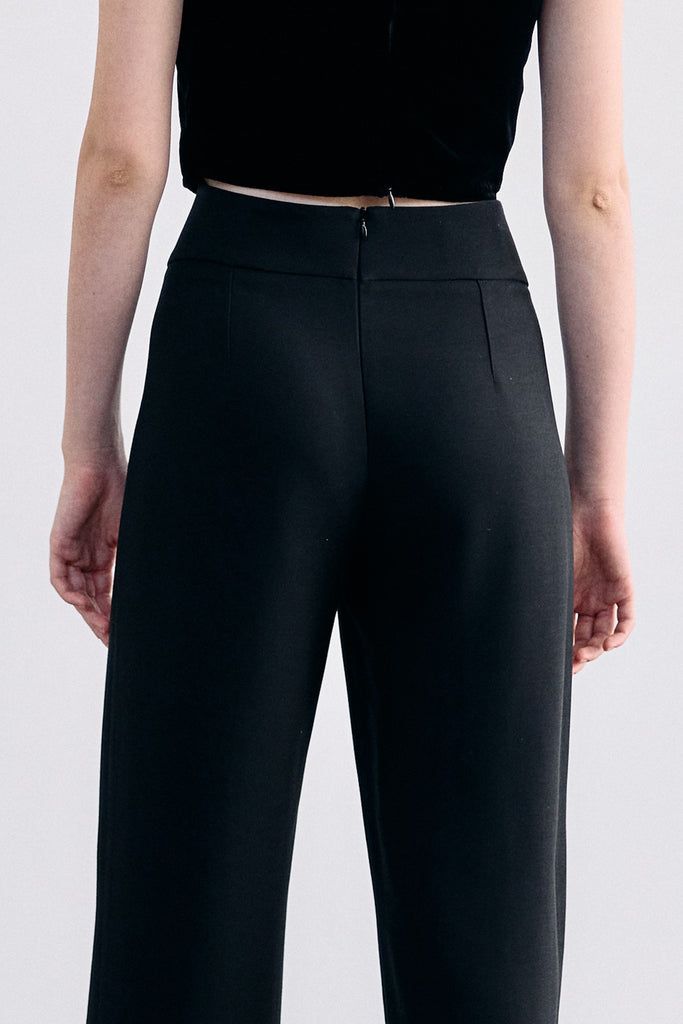 Curved Waistband Wool/Viscose Trousers - Ónix