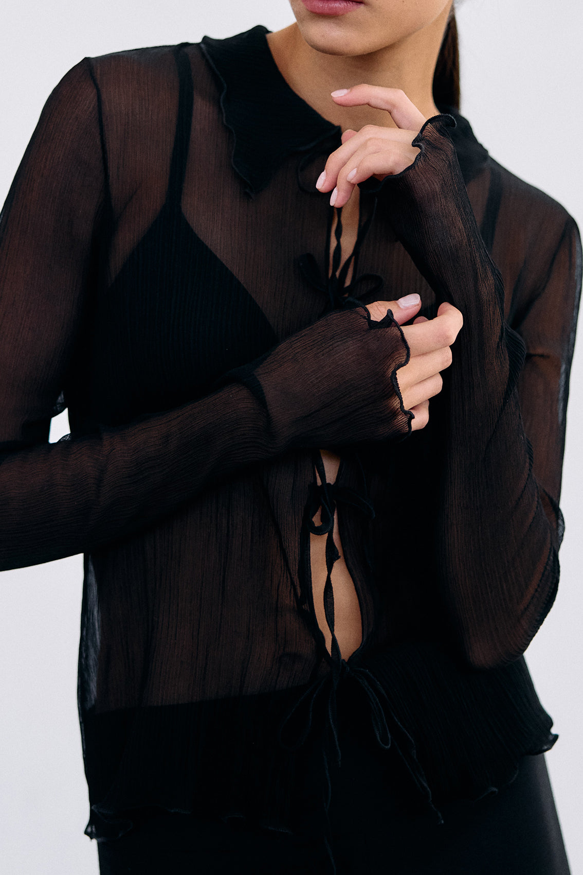 Sheer Silk Chiffon Blouse - Ónix