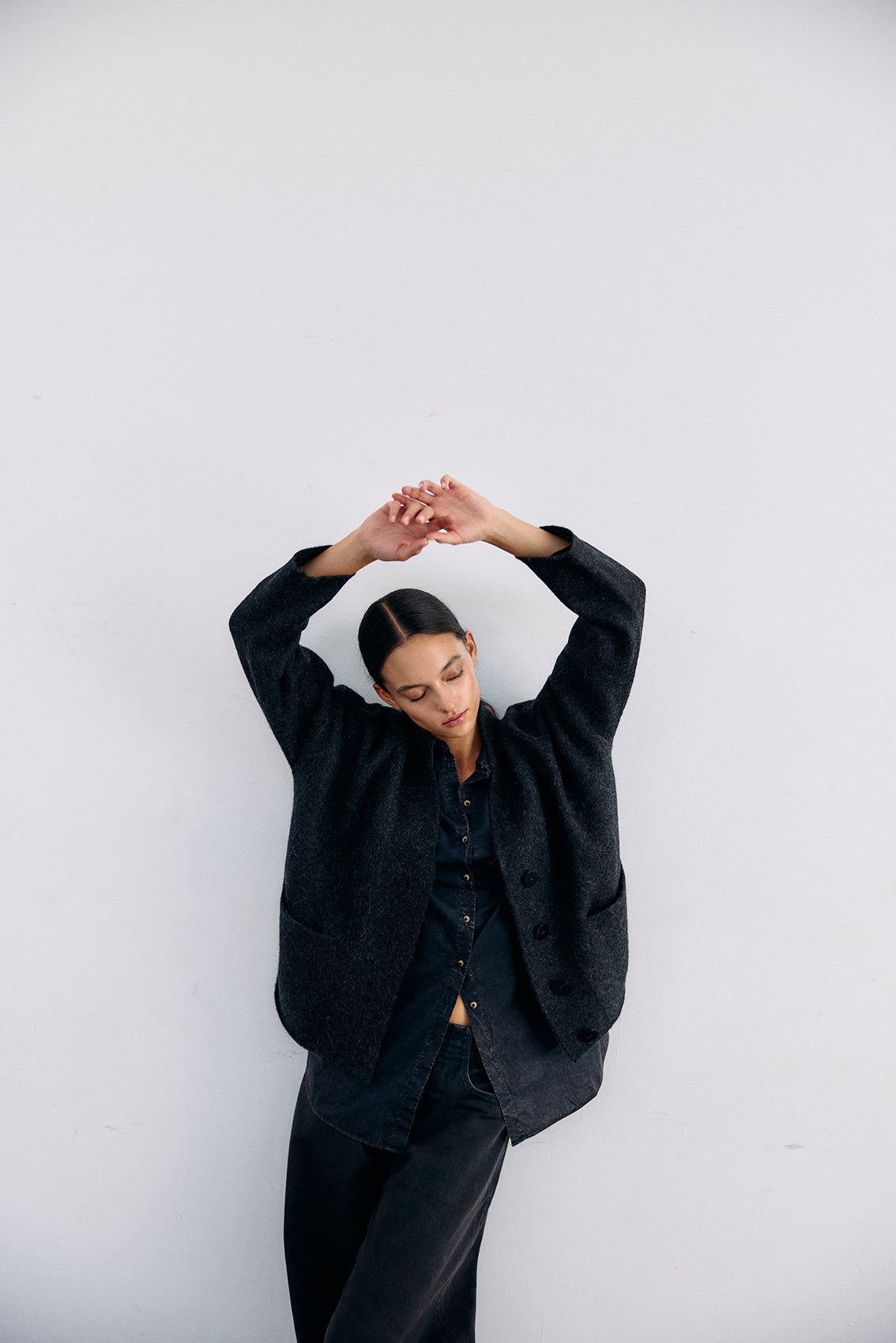 Felted Alpaca Cardigan - Medianoche