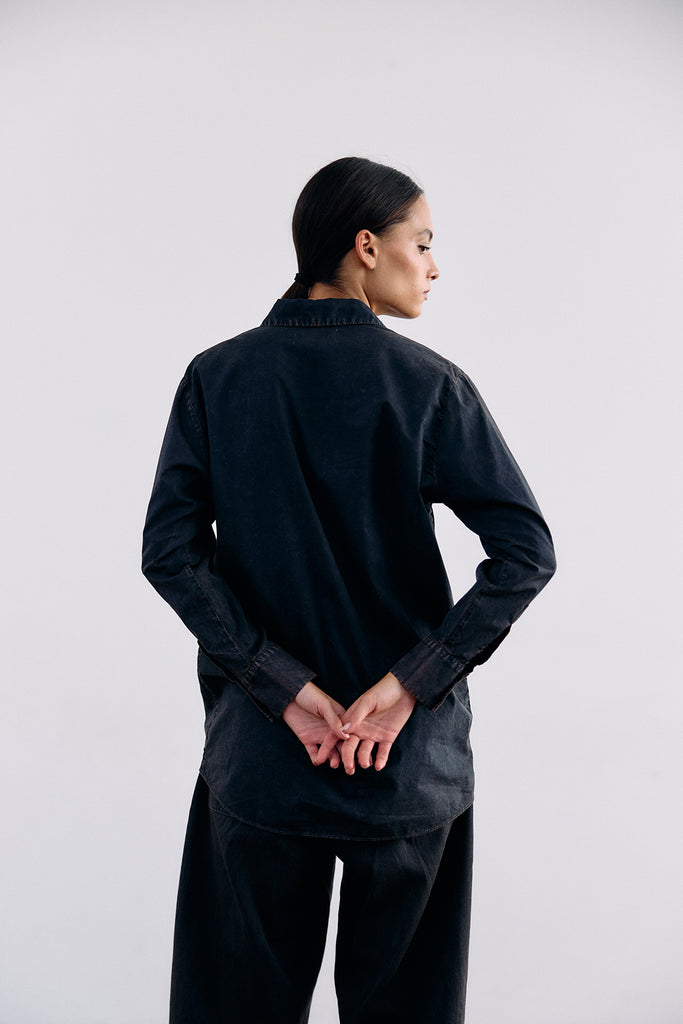 Washed Pima Cotton Button-Down Shirt - Medianoche