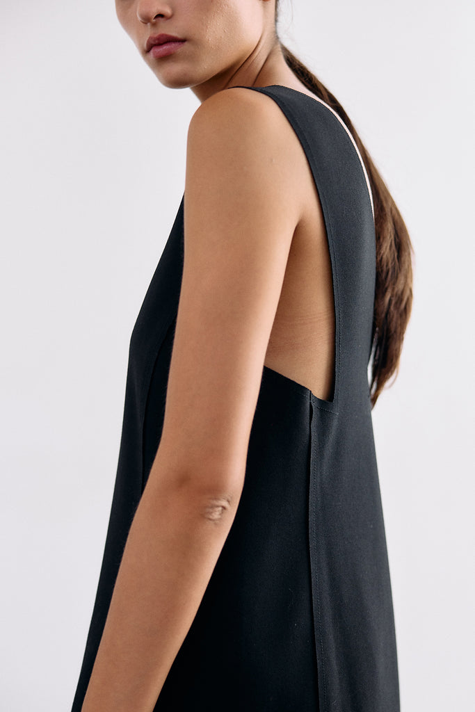 Deep-V Layering Midi Dress - Ónix