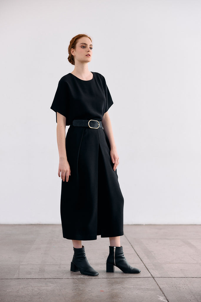 Vestido Manga Murciélago Cupro - Ónix