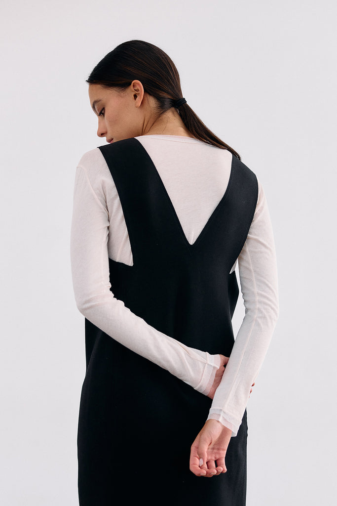 Deep-V Layering Midi Dress - Ónix