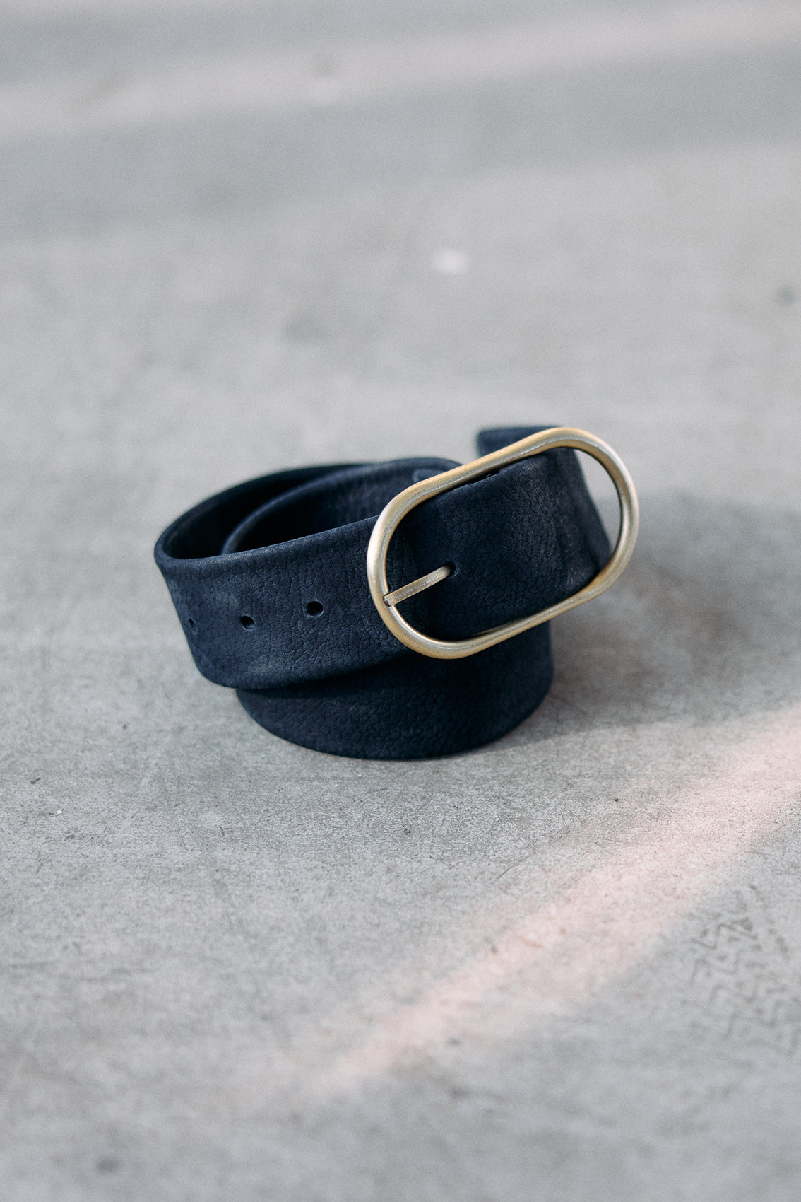 Wide Nubuck Leather Belt - Medianoche