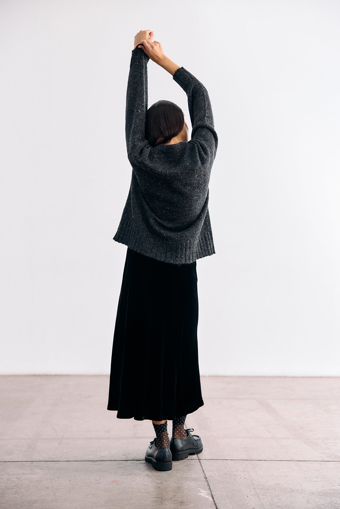 Silk Velvet Bias Long Skirt - Ónix
