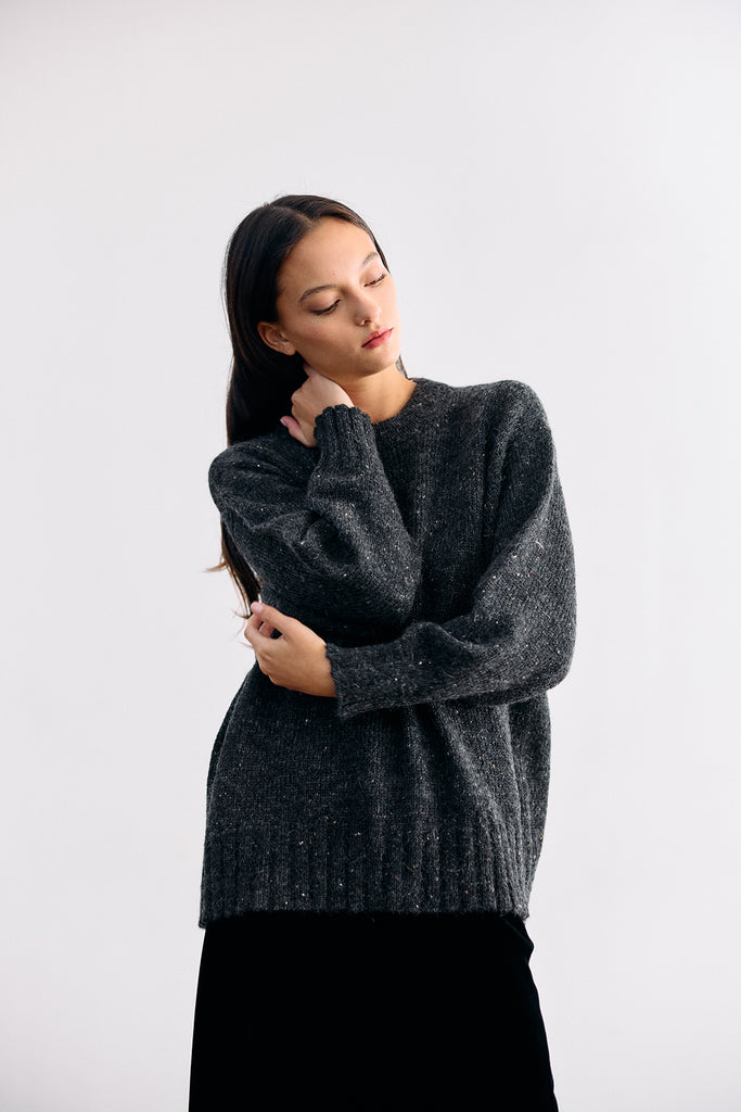 Oversized Alpaca/Mohair Cloud Sweater - Ónix