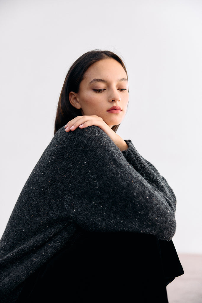 Oversized Alpaca/Mohair Cloud Sweater - Ónix