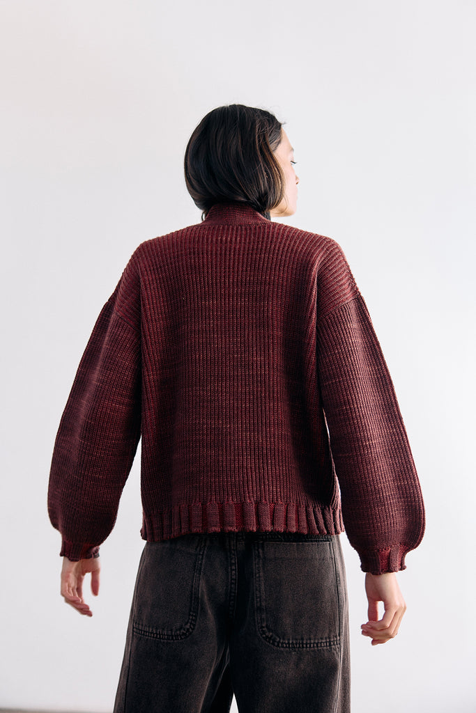 Cárdigan Hand-Dyed Lana Merino - Mix Vino