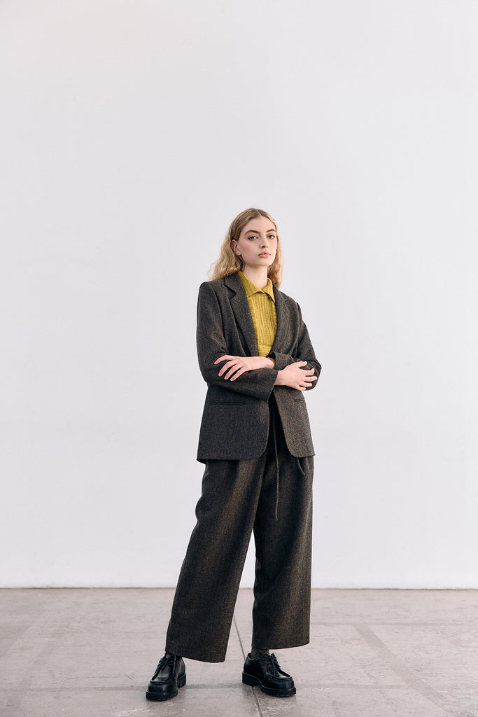 Single-Breasted Wool Blazer - Pimienta