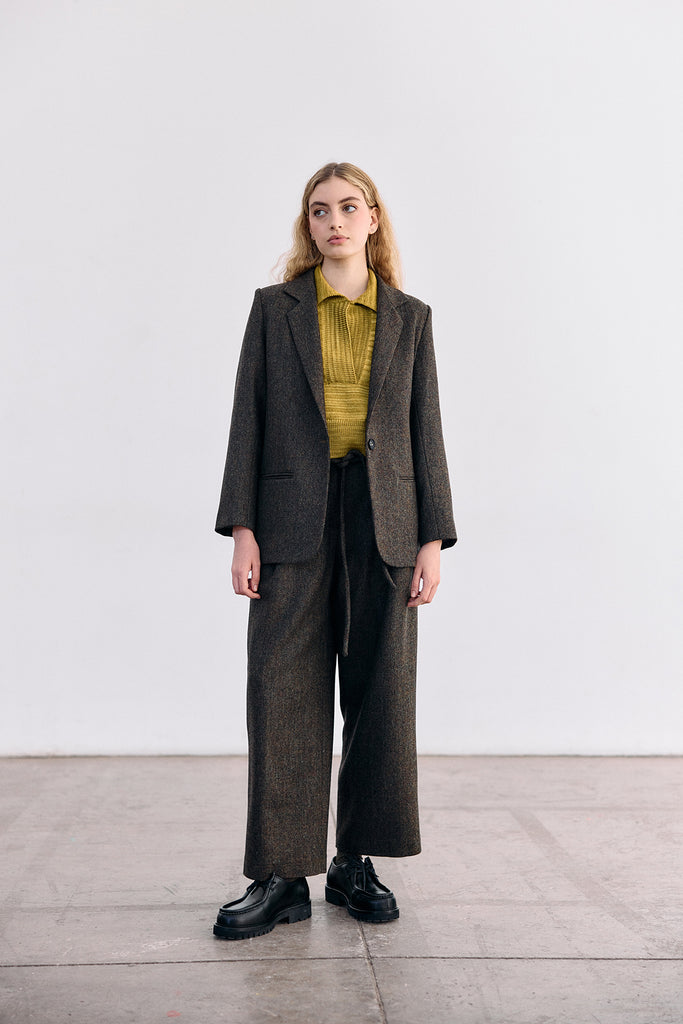 Single-Breasted Wool Blazer - Pimienta