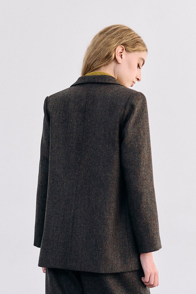 Single-Breasted Wool Blazer - Pimienta