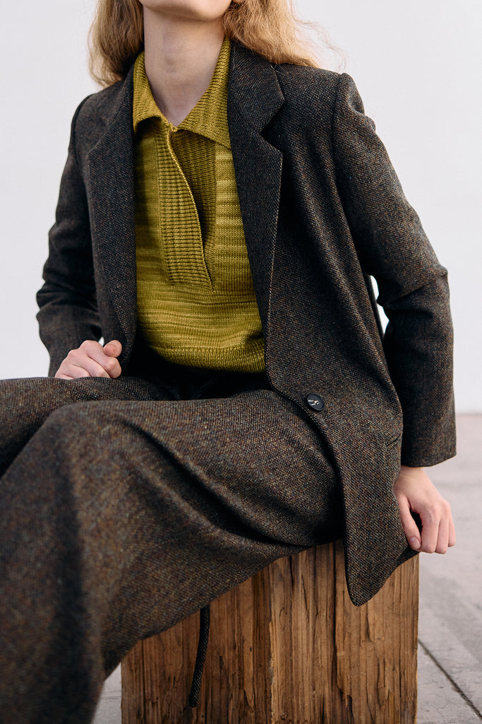 Single-Breasted Wool Blazer - Pimienta