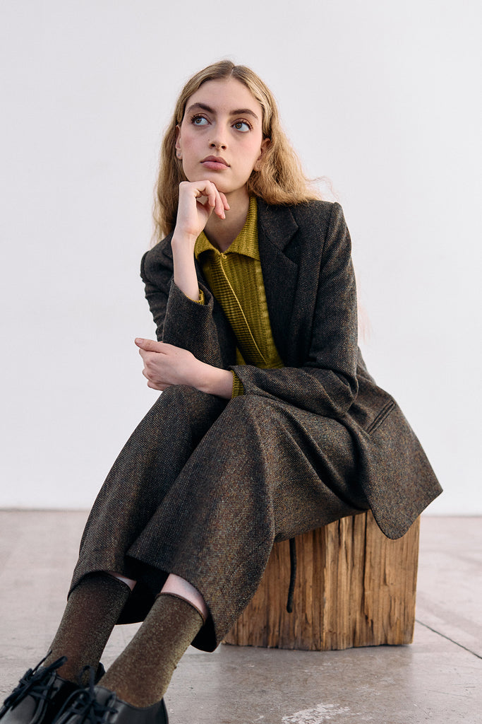 Single-Breasted Wool Blazer - Pimienta