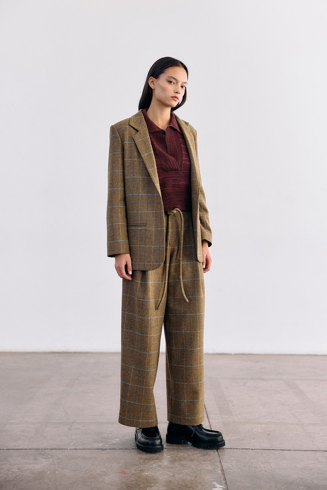 Single-Breasted Wool Blazer - Mix Oliva