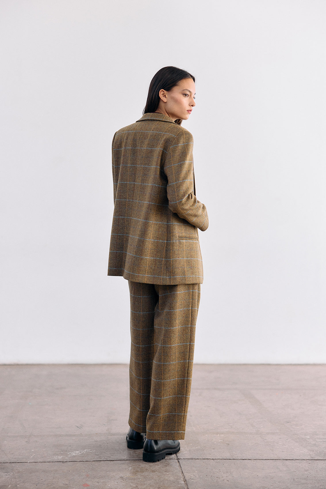 Single-Breasted Wool Blazer - Mix Oliva