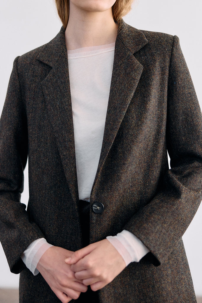 Single-Breasted Wool Blazer - Pimienta