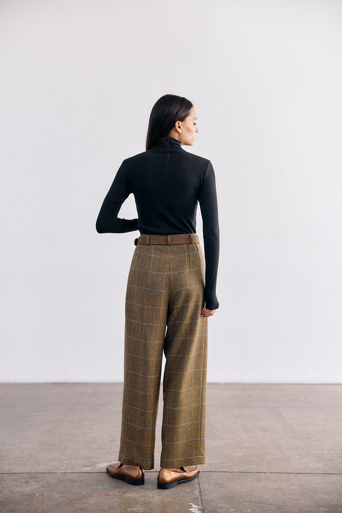 Straight-Leg Wool Trousers - Mix Oliva