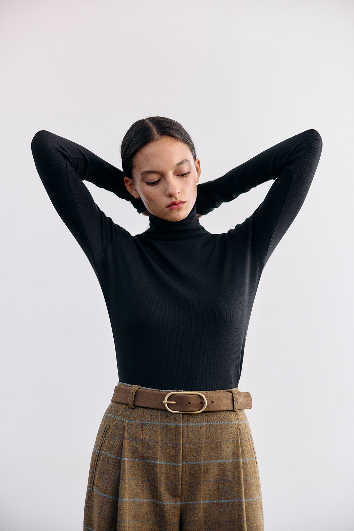 Ribbed Pima Cotton Turtleneck Top - Ónix