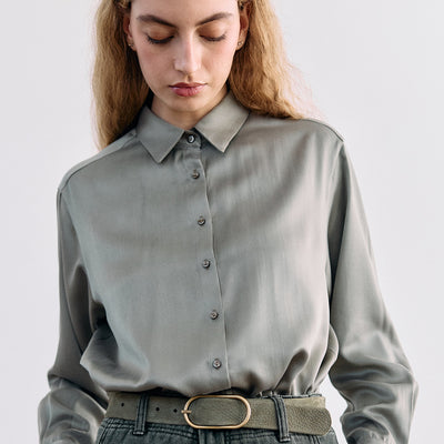 Blusa Cuello Punta Seda - Musgo