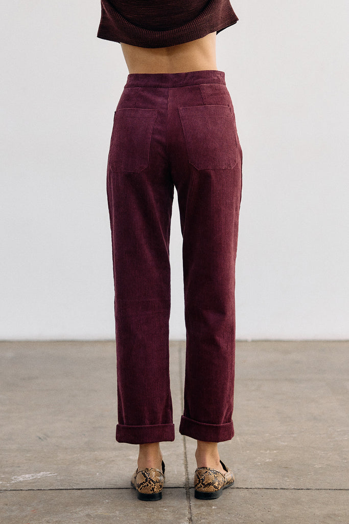 Pantalón Tiro Alto Cotelé - Vino
