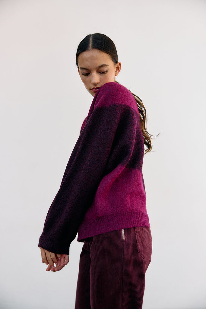 Sweater Alpaca Felted Semicírculos - Vino/Buganvilia
