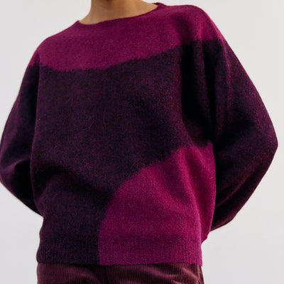 Sweater Alpaca Felted Semicírculos - Vino/Buganvilia