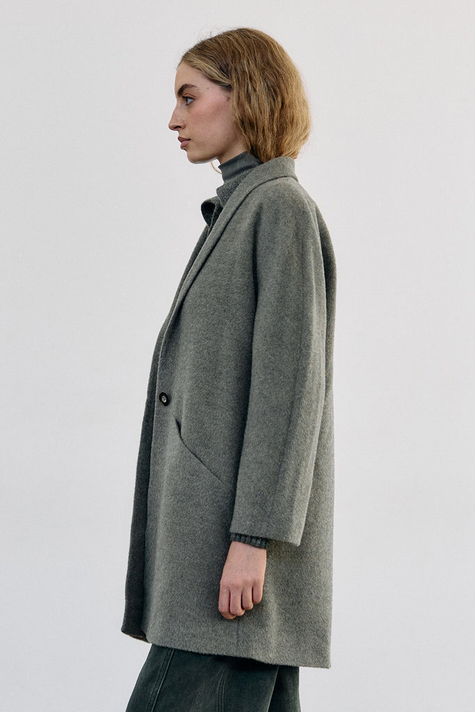 Short Baby Alpaca Coat - Musgo