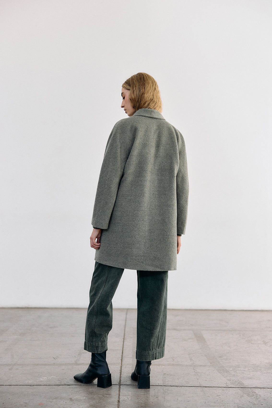 Short Baby Alpaca Coat - Musgo