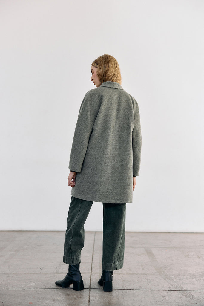 Short Baby Alpaca Coat - Musgo