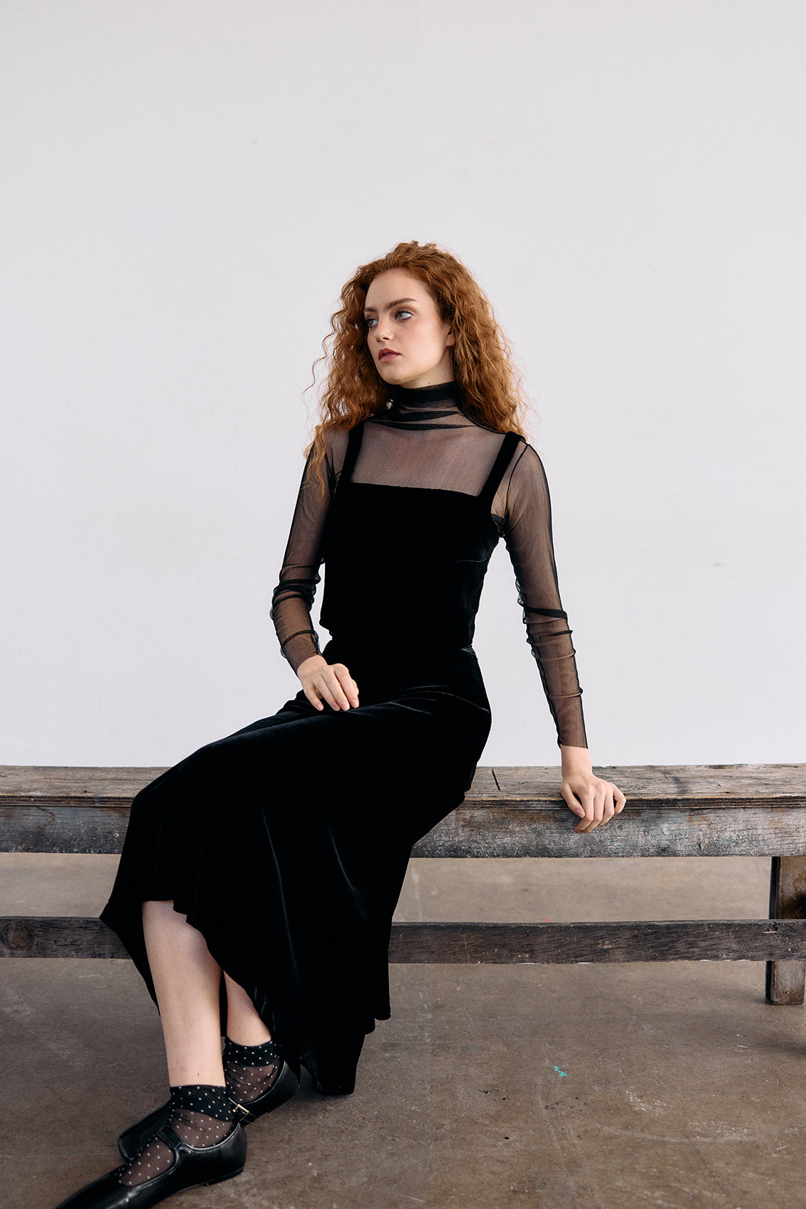 Silk Velvet Bias Long Skirt - Ónix
