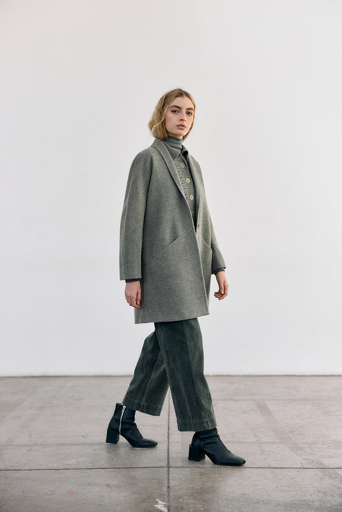 Short Baby Alpaca Coat - Musgo
