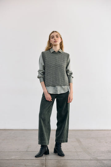 Textured Alpaca Knit Sweater Vest - Musgo