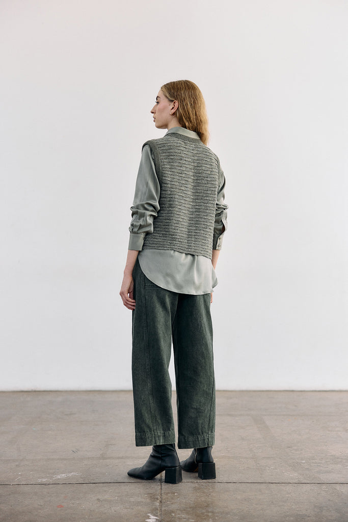Sweater Vest Textura Relieves Alpaca - Musgo