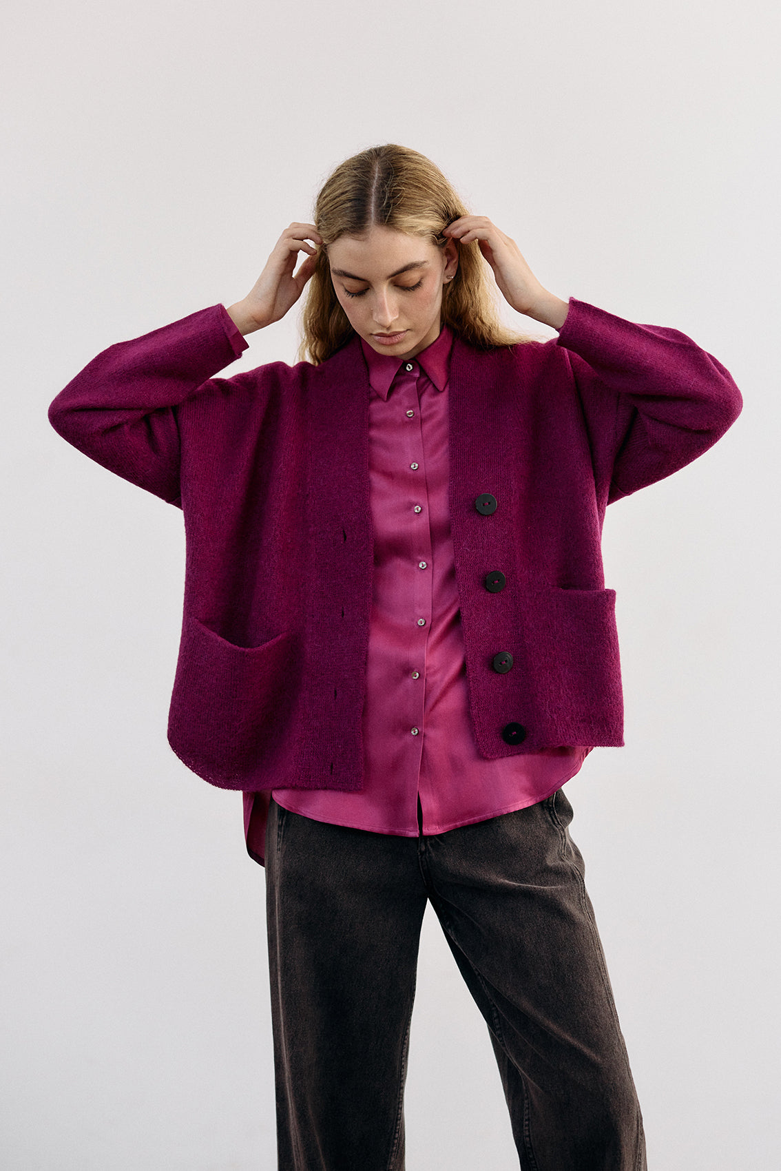 Felted Alpaca Cardigan - Buganvilia