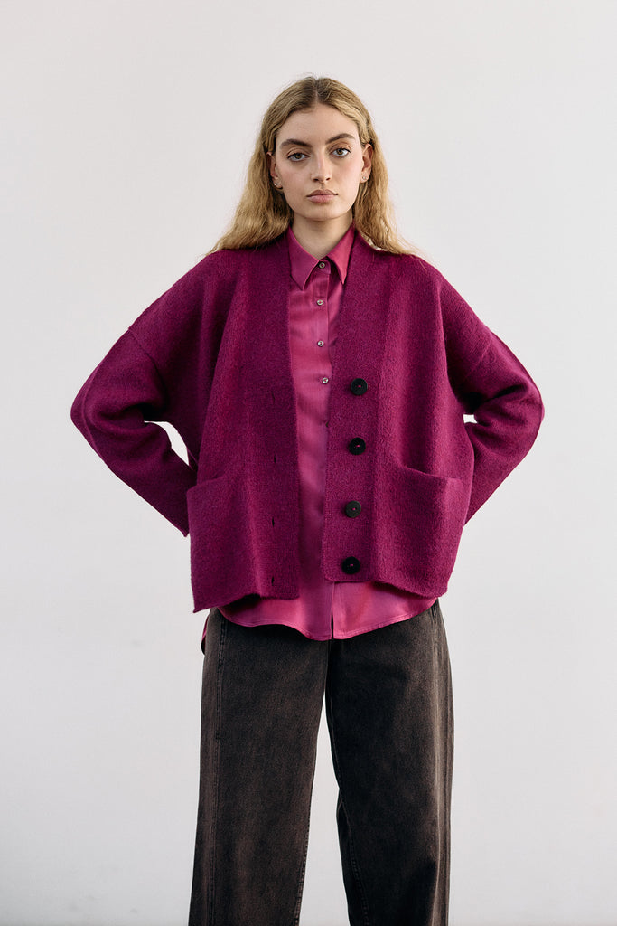 Cárdigan Felted Alpaca - Buganvilia