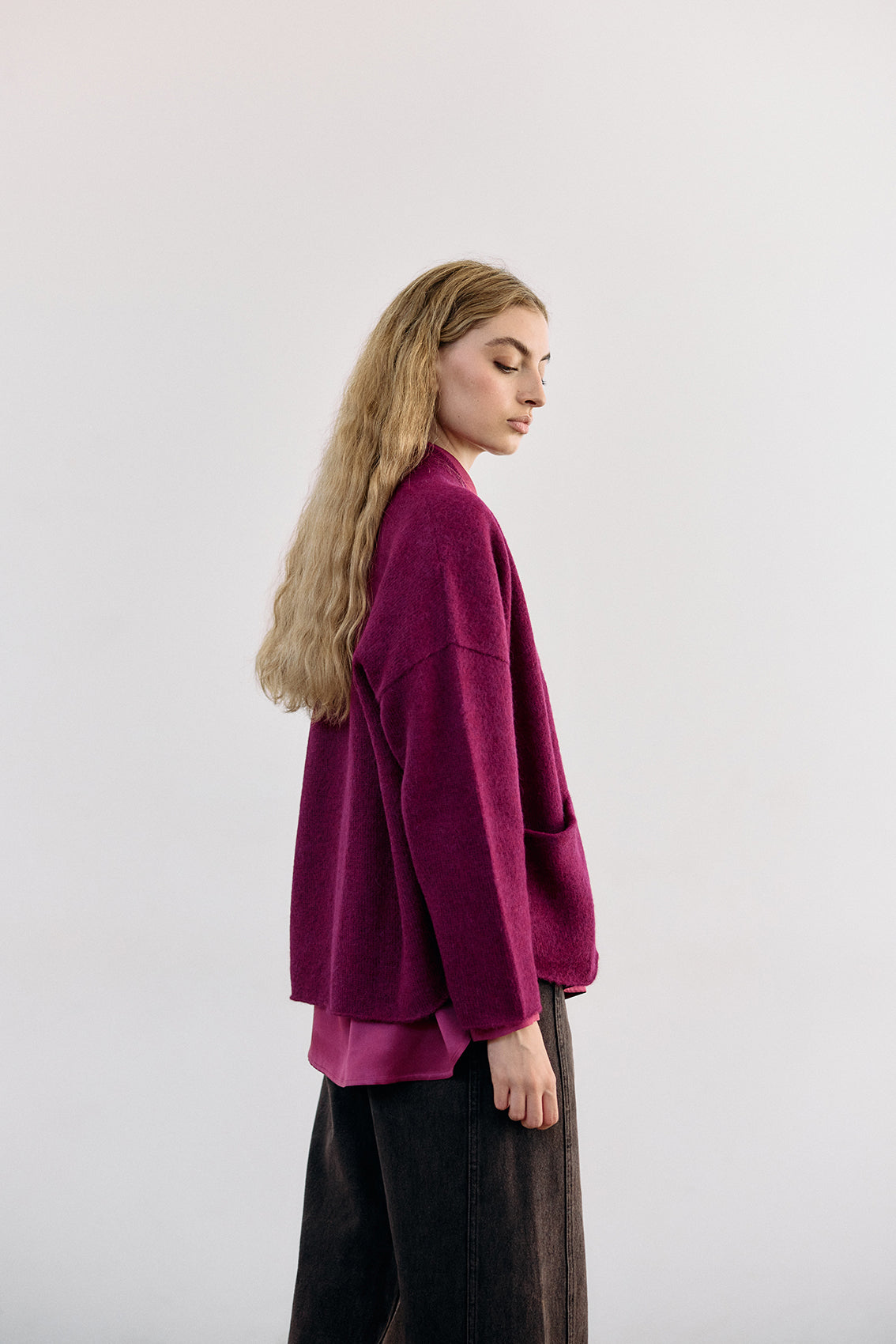 Felted Alpaca Cardigan - Buganvilia